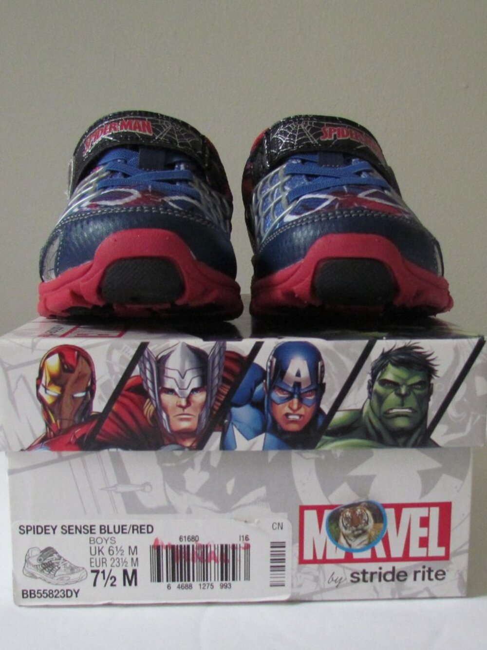 Stride Rite Spidey Sense Red/Blue Light Up Sneakers 7.5 M Toddlers